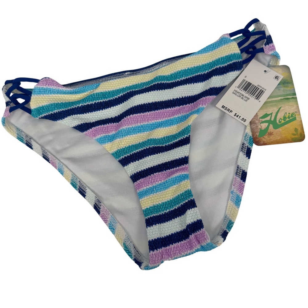 Hobie Sea NEW The Waves‎ Sailor Blue Striped Strappy Bikini Bottom | HS4